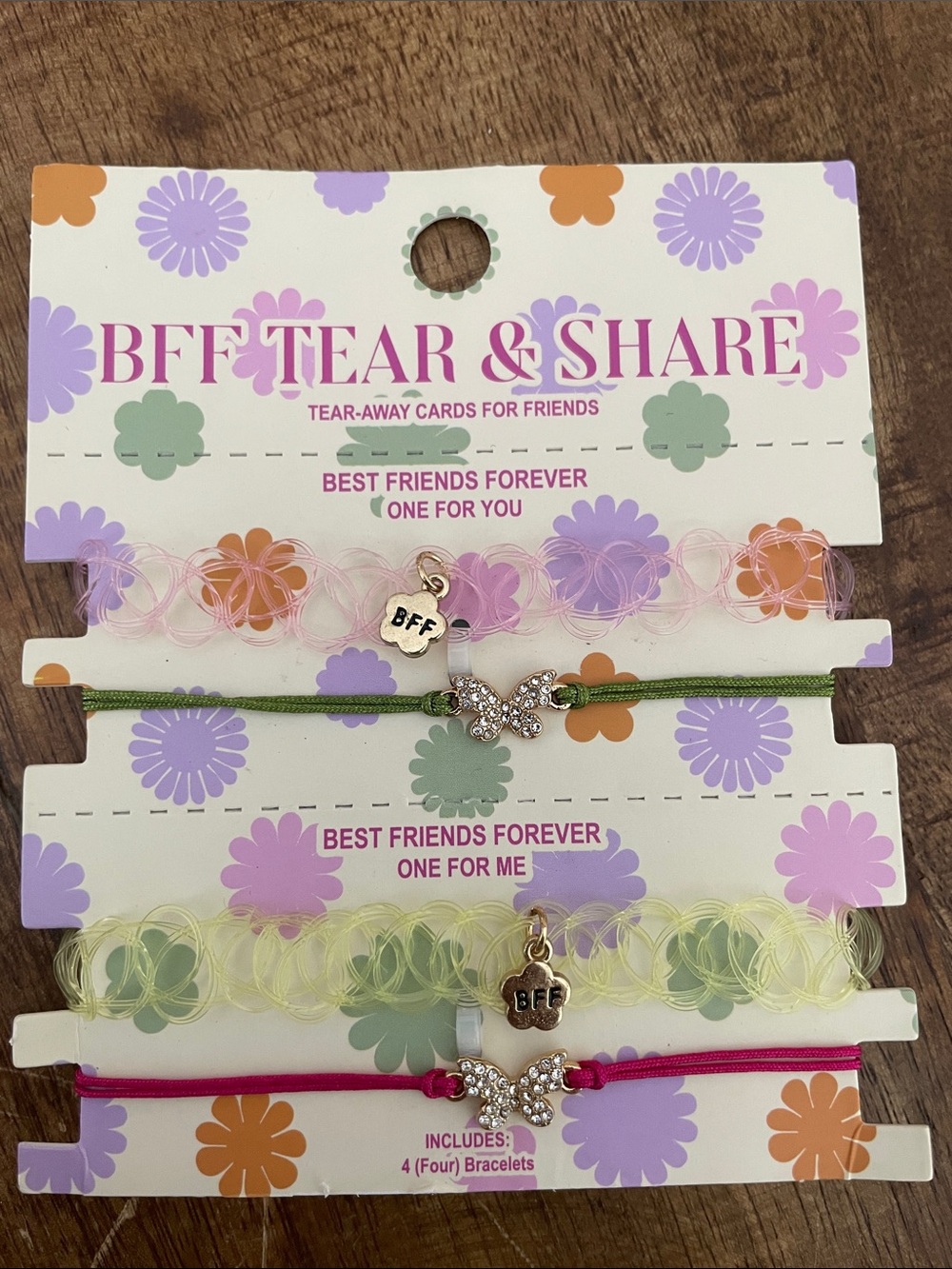 BFF Tear & Share Friendship Bracelet Set - Pastel Floral